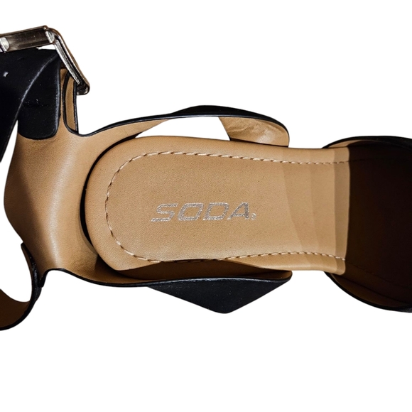 Soda Black Espadrille Wedge Sandals - Picture 6 of 7